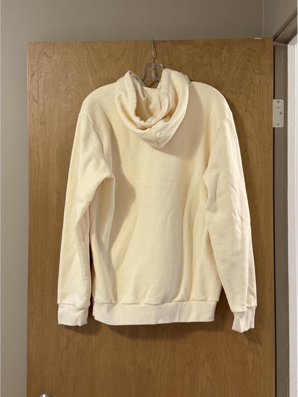 Timberland Cream Tonal Embossed Logo Pullover Hoodie Men's Medium Regular Fit - Picture 2 of 5